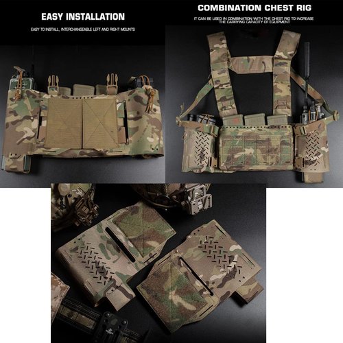 Tactical Cummerbund Extension Pouch Universal Side Magazine Holster Pouch for Tactical Vest with Hook and Loop Panel Quick Attached and Fixed (Green)