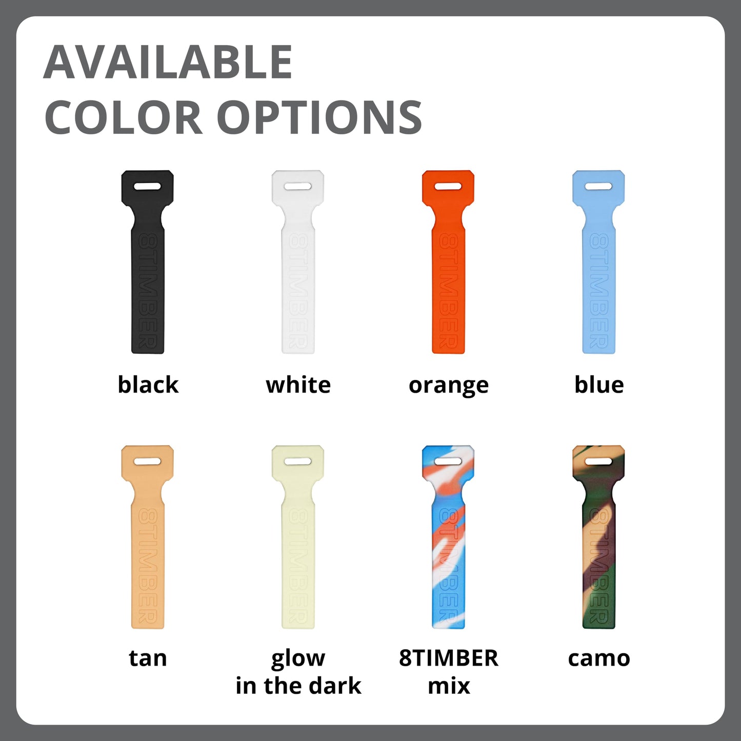 8TIMBER Zipper Pulls Set 6-Pack — Durable Silicone Accessories for Customizing Backpacks, Identifying Travel Luggage (Camo)