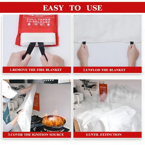 RZZLGY Emergency Fire Blanket HomeKitchen, Suitable for Emergency Fire Retardant, Protect Life Safety, 3 Packs Cover More Comprehensive, Kitchen, Car, Office, Warehous.