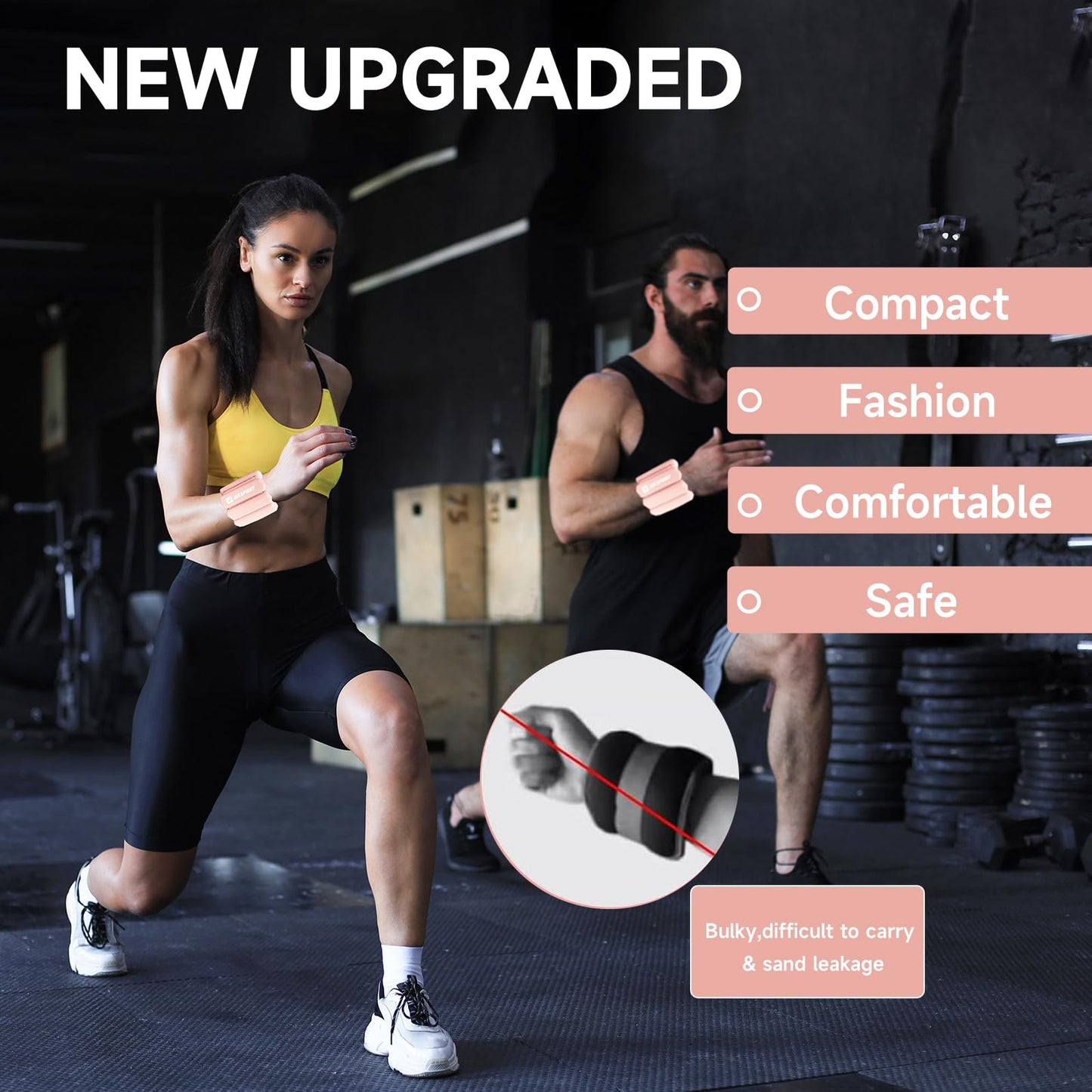 AKSPORT Wrist Weights for Women, Adjustable Ankle Weights Set of 2 (1lbs each), Wrist and Ankle Weights for Walking, Pilates, Yoga, Gym, Home Workouts, Strength Training