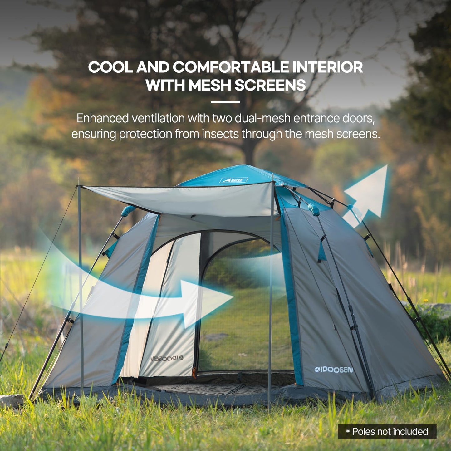 IDOOGEN Instant Tents for Camping, 2-3 Person Pop Up Camping Tent, 60s Easy Setup Waterproof Dome Tent for Camping Beach Outdoor Travel (Classic High-End Teal Blue)