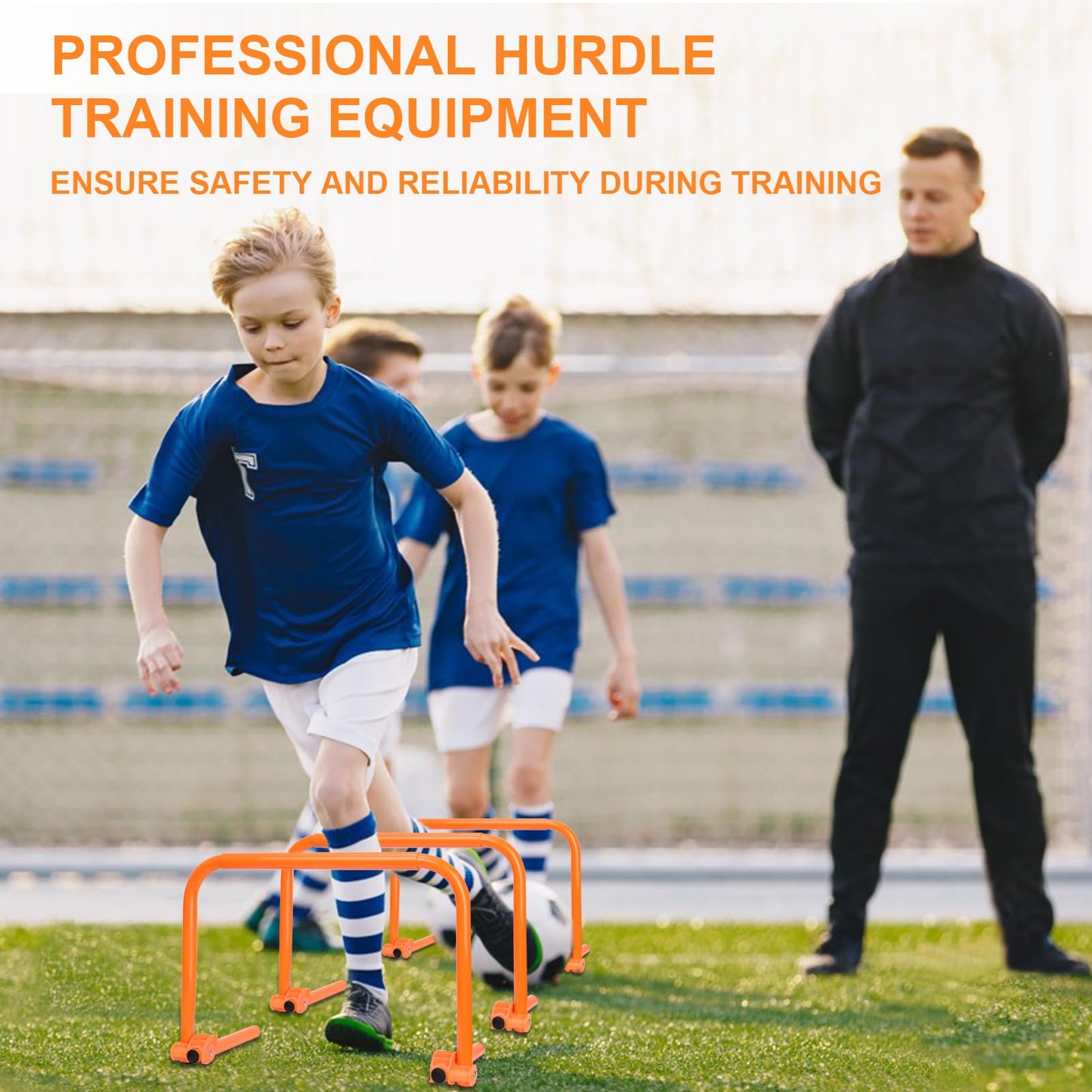 Agility Speed Training Hurdles, Adjustable Agility Training Hurdles for Football, Basketball, Soccer Hurdles Training Equipment Set of 6, with 12 Marker Cones, 1 Storage Bag