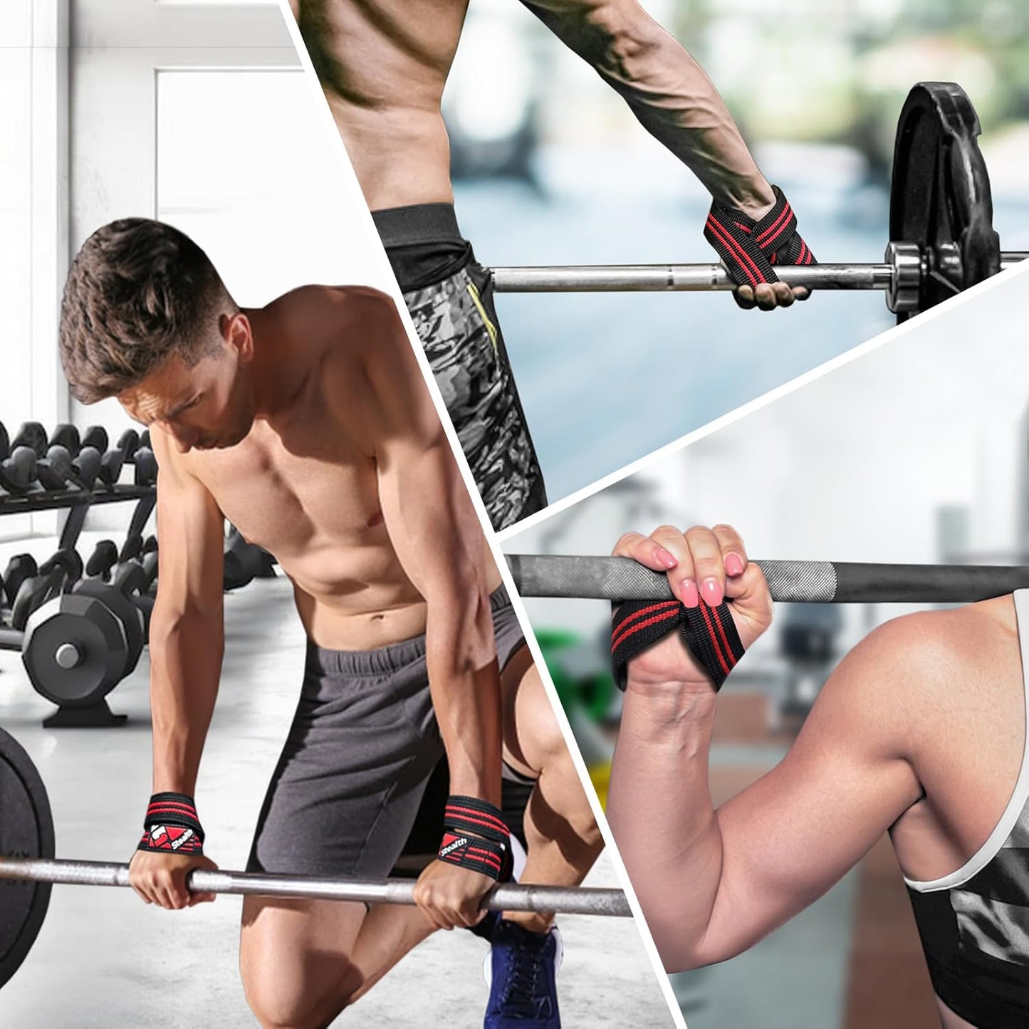 Figure 8 Weight Lifting Straps – Anti-Slip Padded Cuffs for Wrist Support – Premium Nylon Lifting Straps for Deadlifts, Powerlifting, Bodybuilding – Hand Bar Grip Gym Workout Men Women