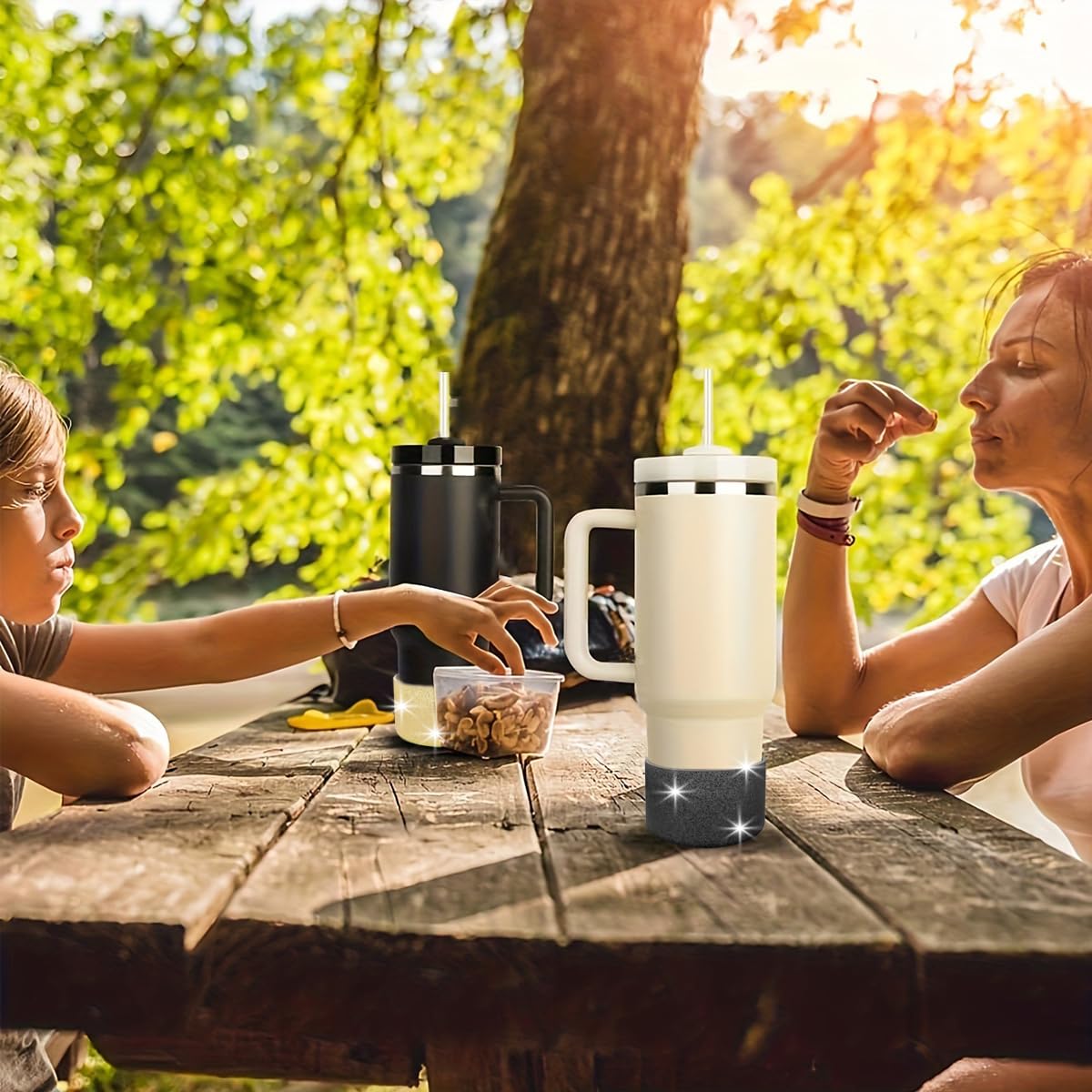 6 PCS Protective Glitter Silicone Boot, Bling Anti Slip Bottom Cover Bumper Cover Glitter Reduces Dents Sleeve, with All Water Bottles with Bottom Width of 2.85-3.56in Tumblers & Water Glasses