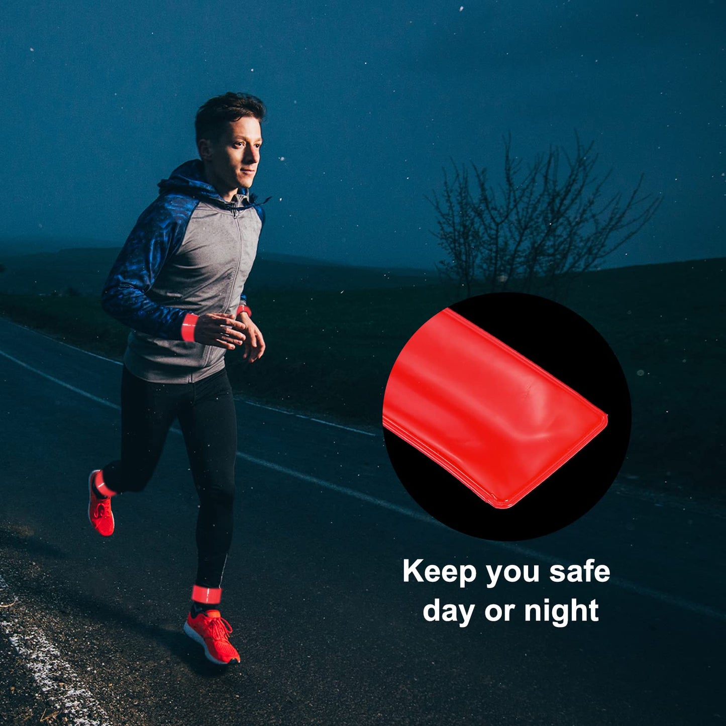 PATIKIL Reflective Bands, 12 Pcs High Visibility Reflective Arm Wrist Ankle Band Safety Reflector Strips for Night Running Cycling, Red