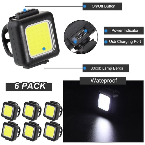 VIHOSE 6 Pcs Outdoor Night Running Lights for Runners High Visibility Rechargeable Clip on Flashlight Dog Lights for Night Walking Lightweight USB Reflective Running Gear Hiking Jogging Stroller