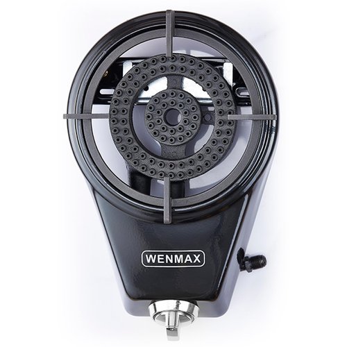 WENMAX Single Burner Propane Stove, Portable Gas Stove with Propane Adapter Hose, High Heat Value 15000 BTU, Smart Valve Protection for Children, Portable Size for Outdoor Use