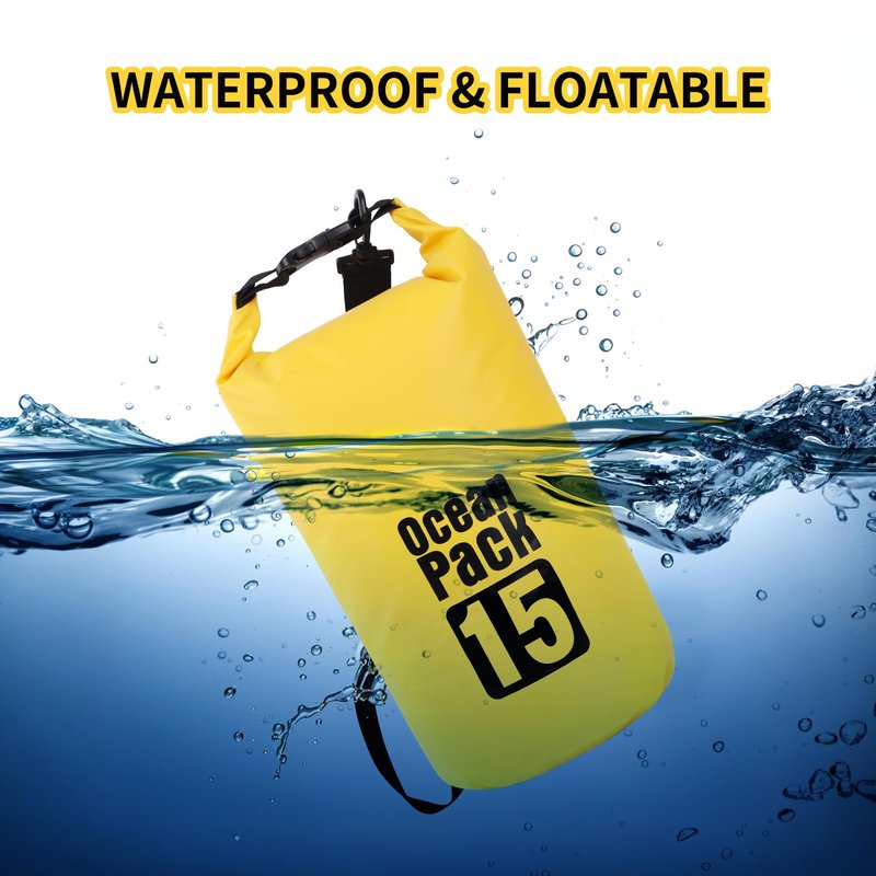 KINGS KRAFT Dry Bag Waterproof for Women Men,20L Rolled Lightweight Dry Storage Bag Backpack with Phone Case for Travel,Swimming,Boating, Kayaking,Camping & Beach,Yellow