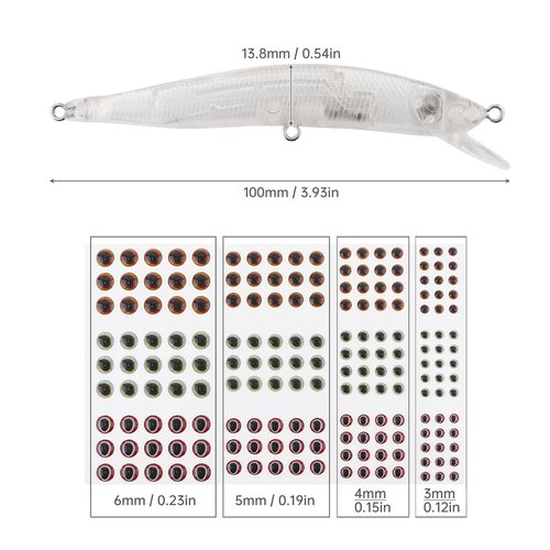 OriGlam 20pcs Lure Blanks Unpainted Fishing Lures, Blank Unpainted Minnow Crankbaits, Topwater Fishing Blanks Lures with 3D Fishing Eye for Salmon Trout Bass