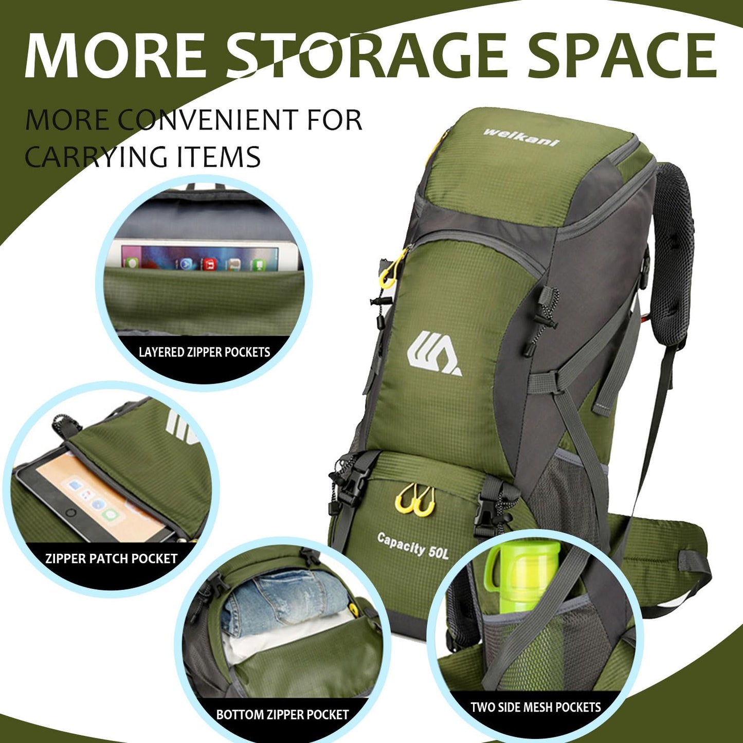 Favuit Hiking Backpack 30L, Lightweight Travel Backpack Camping Essentials Bag Outdoor Sport Daypack for Men Women Trekking Hunting Adventure Gear (Green)