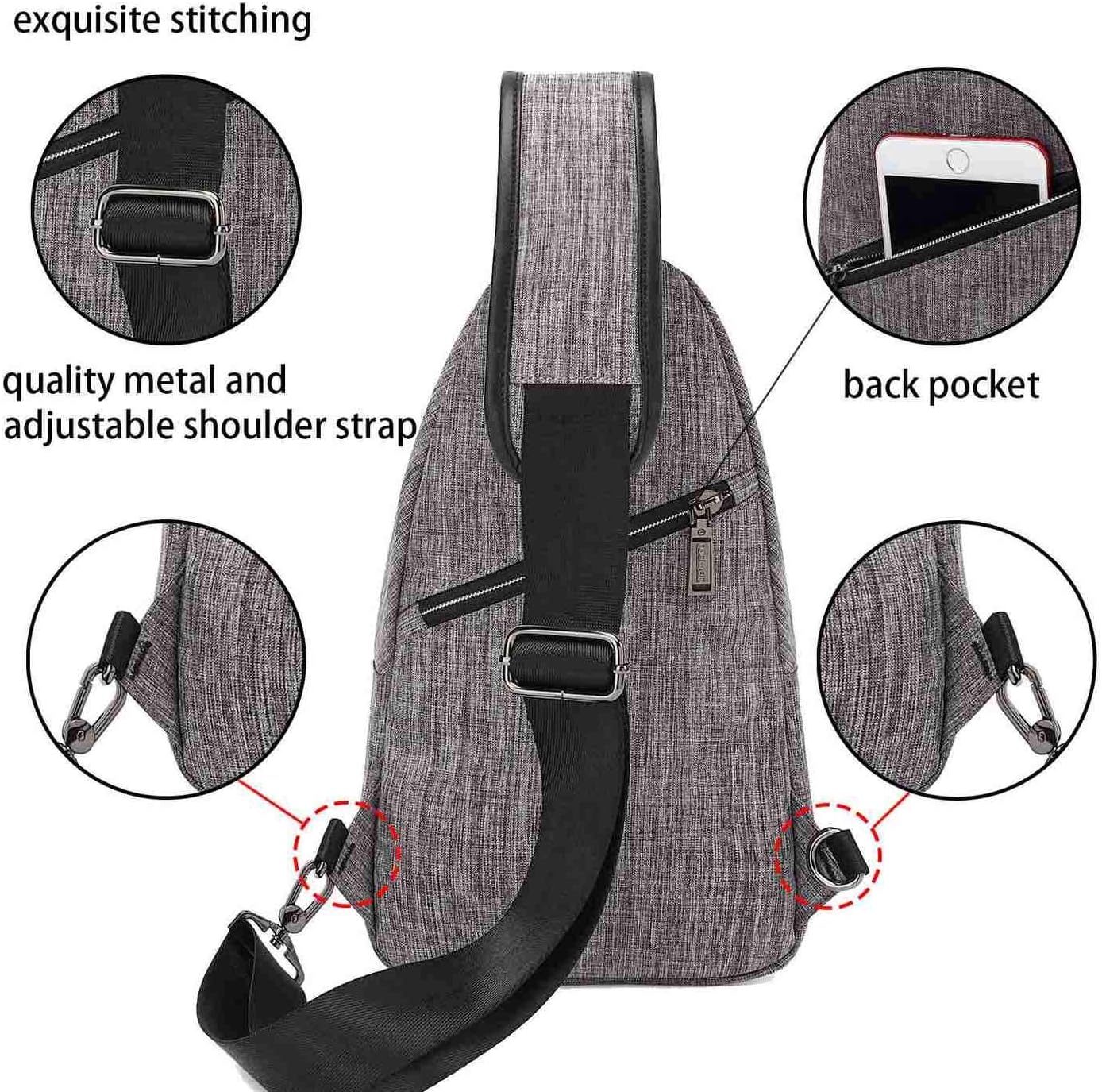 Small Sling Bag Crossbody Backpack Over the Shoulder Bag for Men Women Travel Outdoors, Lightweight Chest Pack (Small, Black)