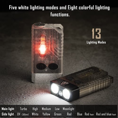sayram EDC Keychain Flashlight, Mini LED Flashlights with UV Light, Rechargeable Pocket Keychain Light, IP65 Waterproof Small Flashlight for Camping, Outdoor, Emergency (White)