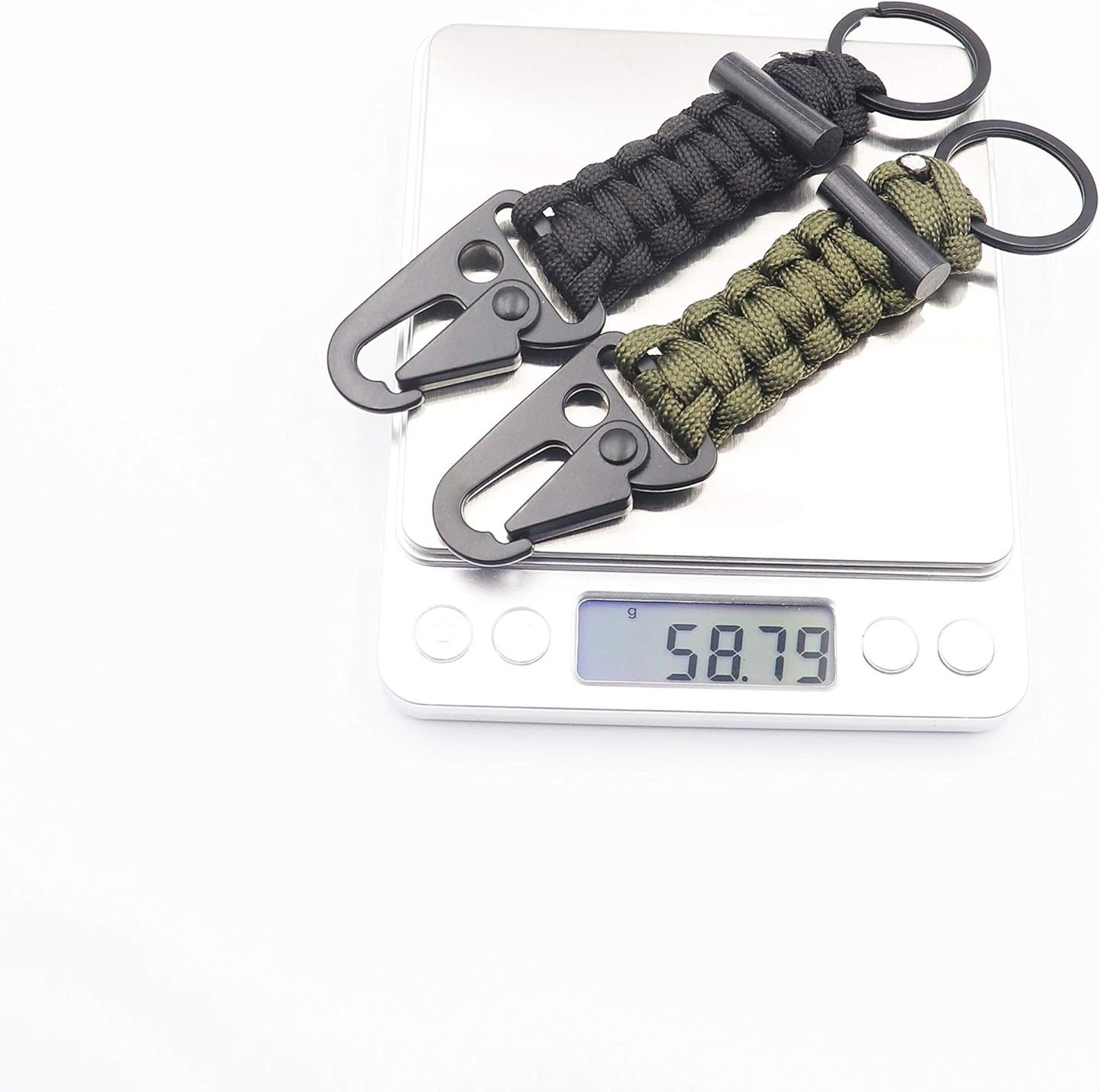 Paracord Keychain Carabiner 2PCS Pack Survival Paracord Lanyard with Fire Starter