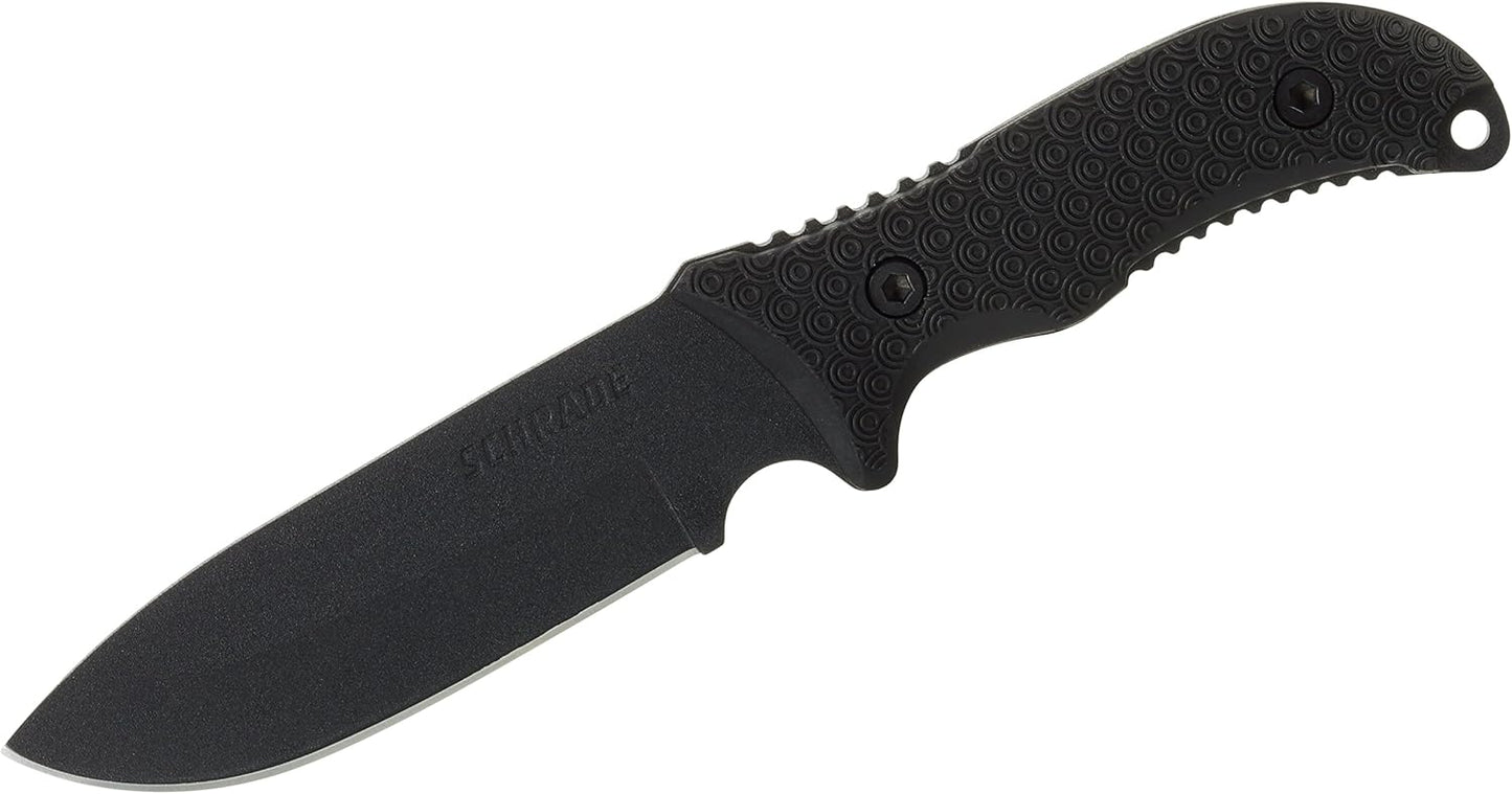 Schrade Delta Class Bedrock Sheepsfoot Fixed Blade with 10.4in Stainless Steel Blade, TPE Handle for Outdoor Survival, Camping, Bushcraft