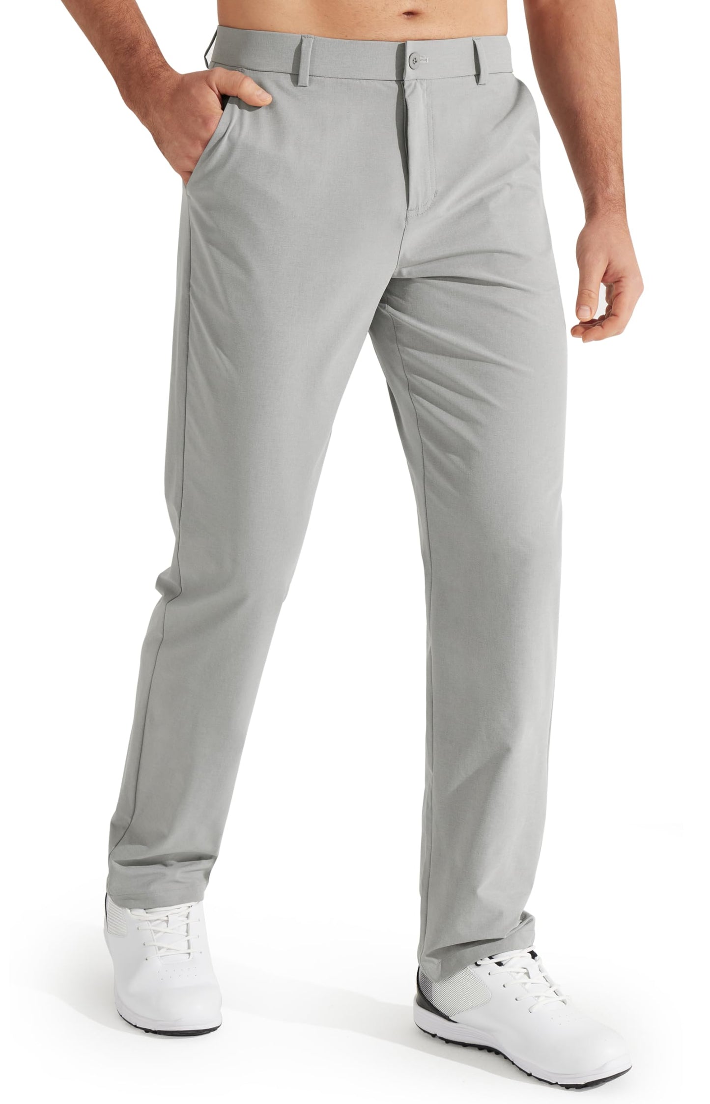 Libin Mens Golf Pants Stretch Work Dress Pants 30" Quick Dry Lightweight Business Casual Slacks for Men Travel Vocation Water Resistant, Neutral Grey, 36W x 30L