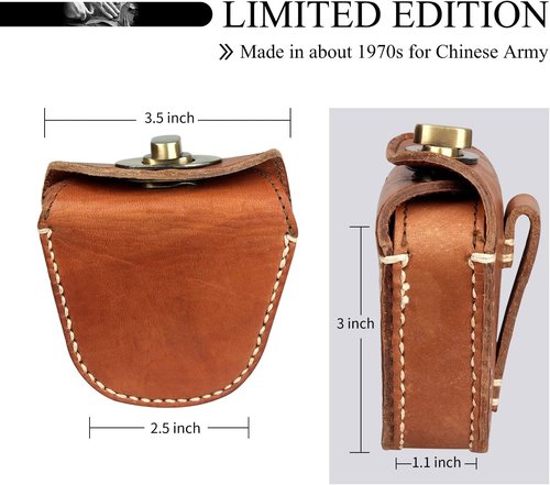 KOSIBATE Ammo Pouch, Genuine Leather Ammo Holder Bag Storage for .22 22LR .38 .45 Hunting Military Belt Gun Ammo Case Brown