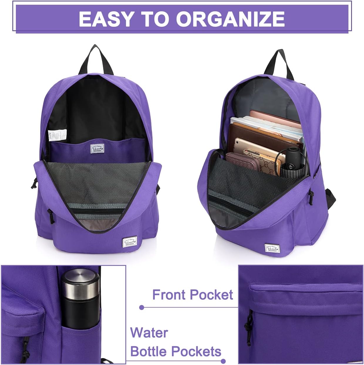 VASCHY Backpacks Handbags, Lavender, M