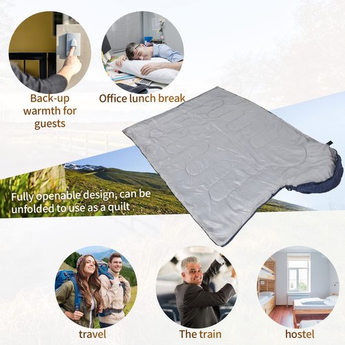10 Pcs 0 Degree Camping Sleeping Bags Bulk for Adults Cold Weather Sleeping Bags 4 Season Warm Waterproof Lightweight with Compression Sack for Backpacking Hiking Travel Homeless(Navy)