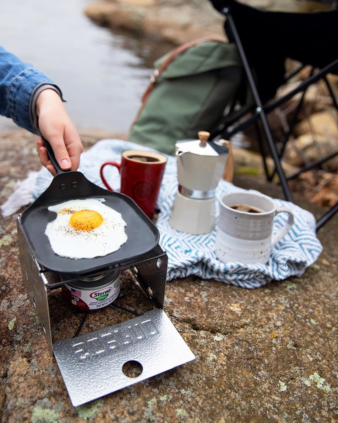 Sterno Foldable Portable Camping Stove - Easy-to-Assemble Outdoor Cooking Stove for Camping, Picnics, Tailgating & Emergencies - Silver