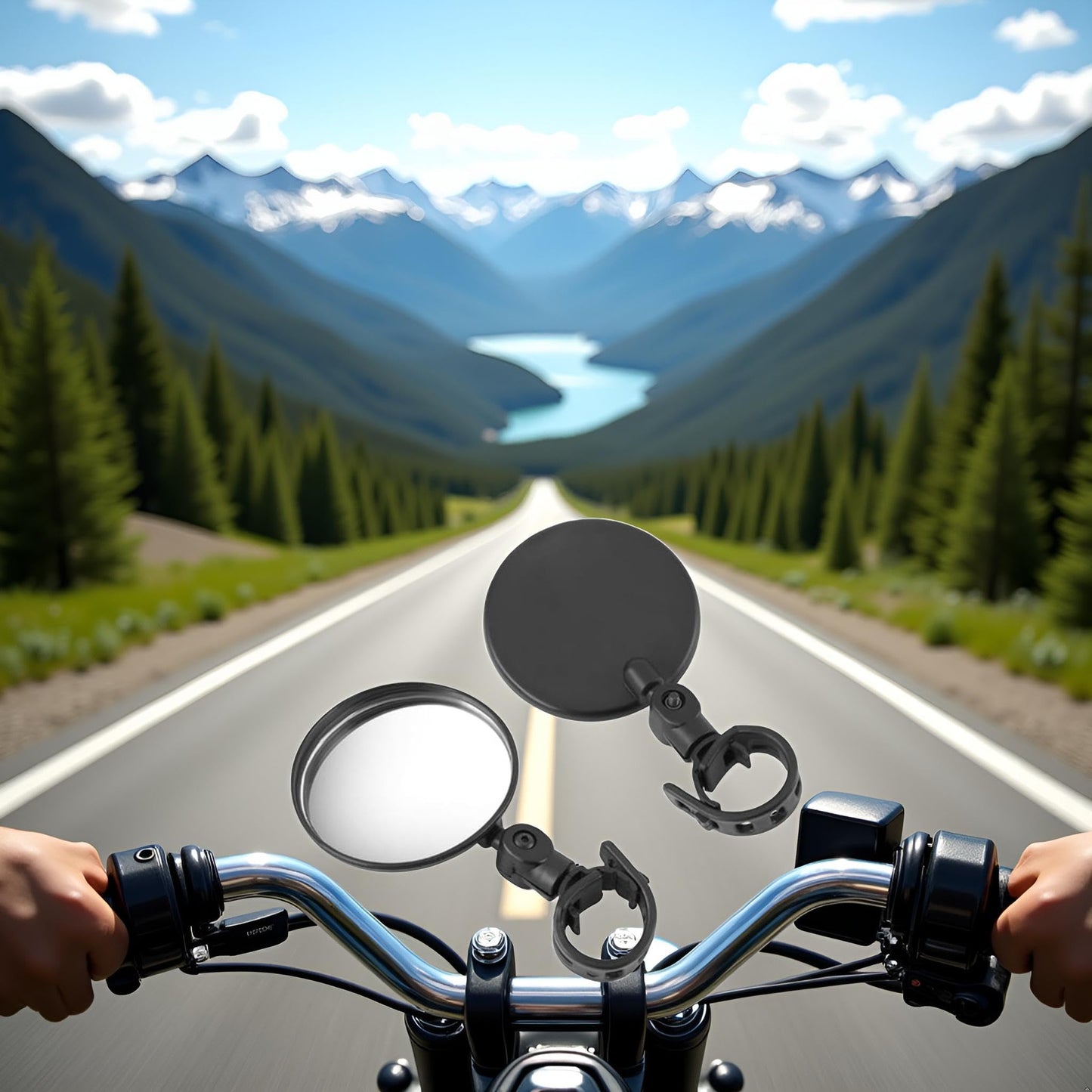 2Pcs Black Adjustable Rear View Mirror for Bikes, Universal Rearview Mirror for Handlebars, Wide Angle Acrylic Convex Safety for Adult Bikes/Kids/Road/Mountain Bike, Cycling Accessories