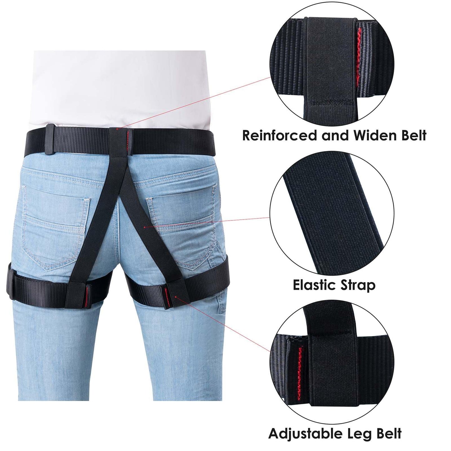 HandAcc Caving & Rappelling Safety Belt for Ziplining, Fire Rescuing & Tree Climbing - Half Body Belt for Women & Men