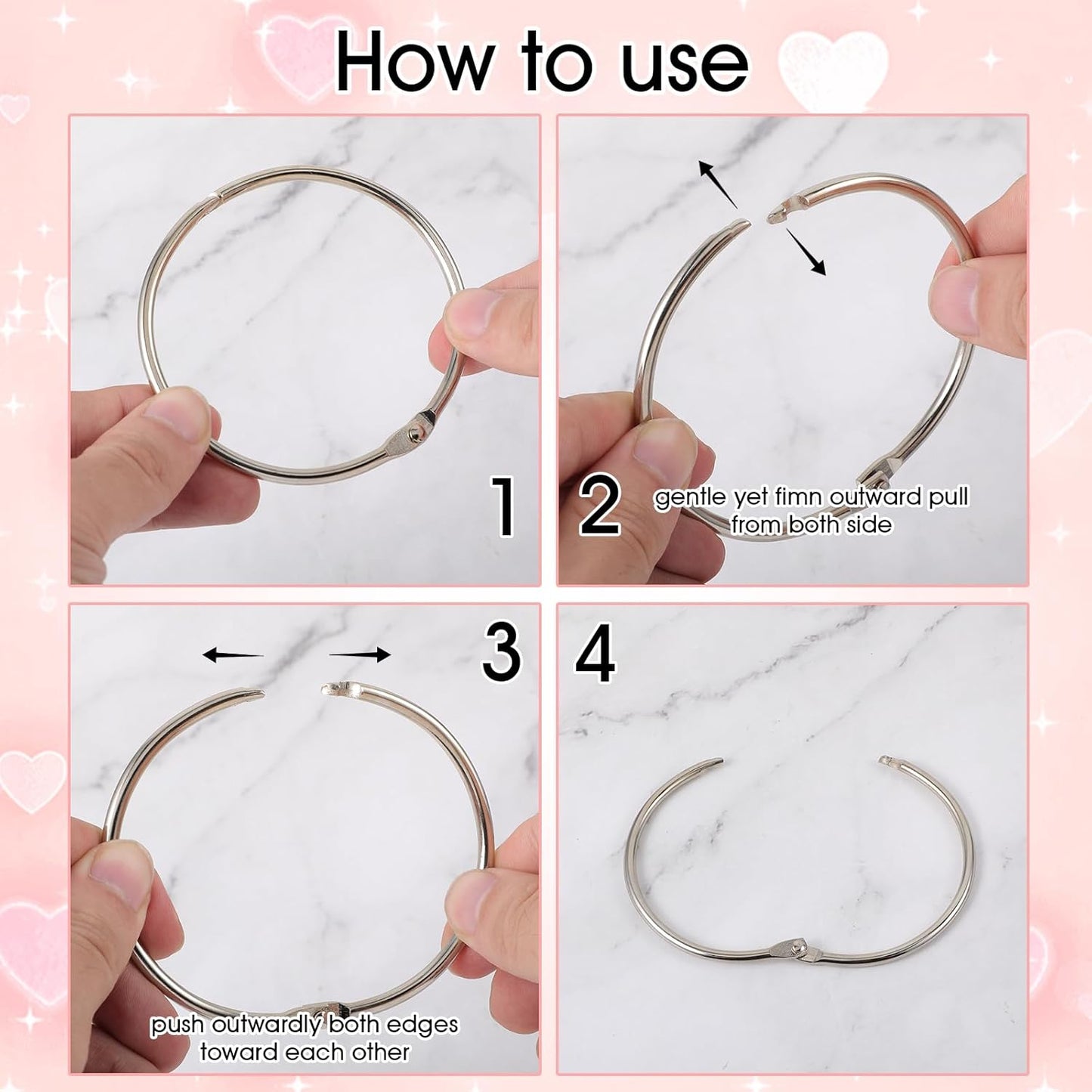 30 Pack Binder Rings 3 in Silver Loose Leaf Binder Ring, Small Book Rings Metal Rings for Index Cards, Notebook, Paper, Receipts Photos, DIY Crafts School Supplies