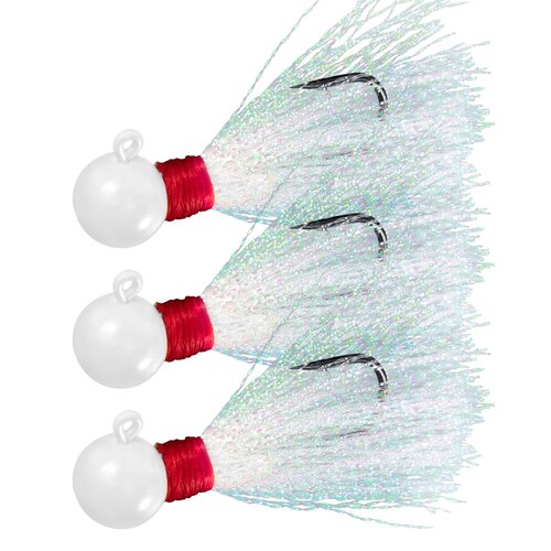 Dr.Fish 10 Pack Round Ball Jigs Saltwater Pompano Surf Fishing Jig Heads Swimbait Walleye Striper Flounder Mackerel White 1/4oz