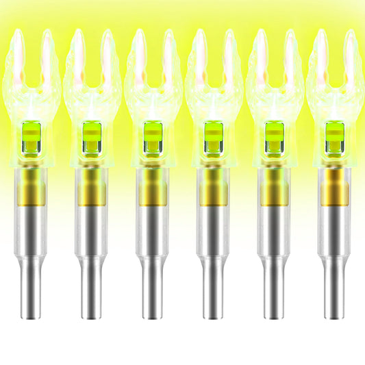6PCS X Lighted Nocks for Arrows with .204 .233 .244 .246 Inside Diameter with H, S, GT Bushings LED Light up Knocks