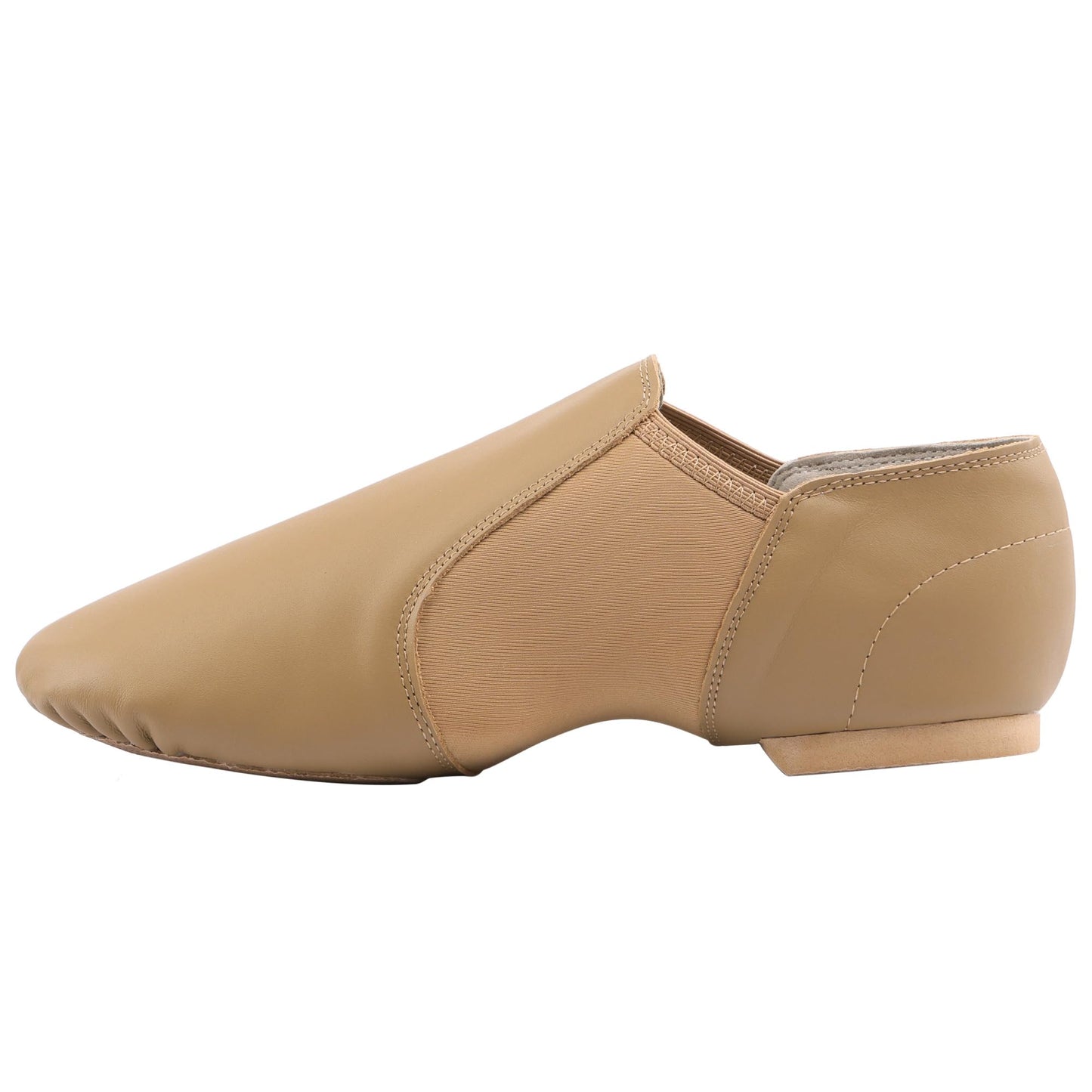 Linodes (Tent Leather Upper Jazz Shoe Slip-on for Women and Men's Dance Shoes Brown 9.5M