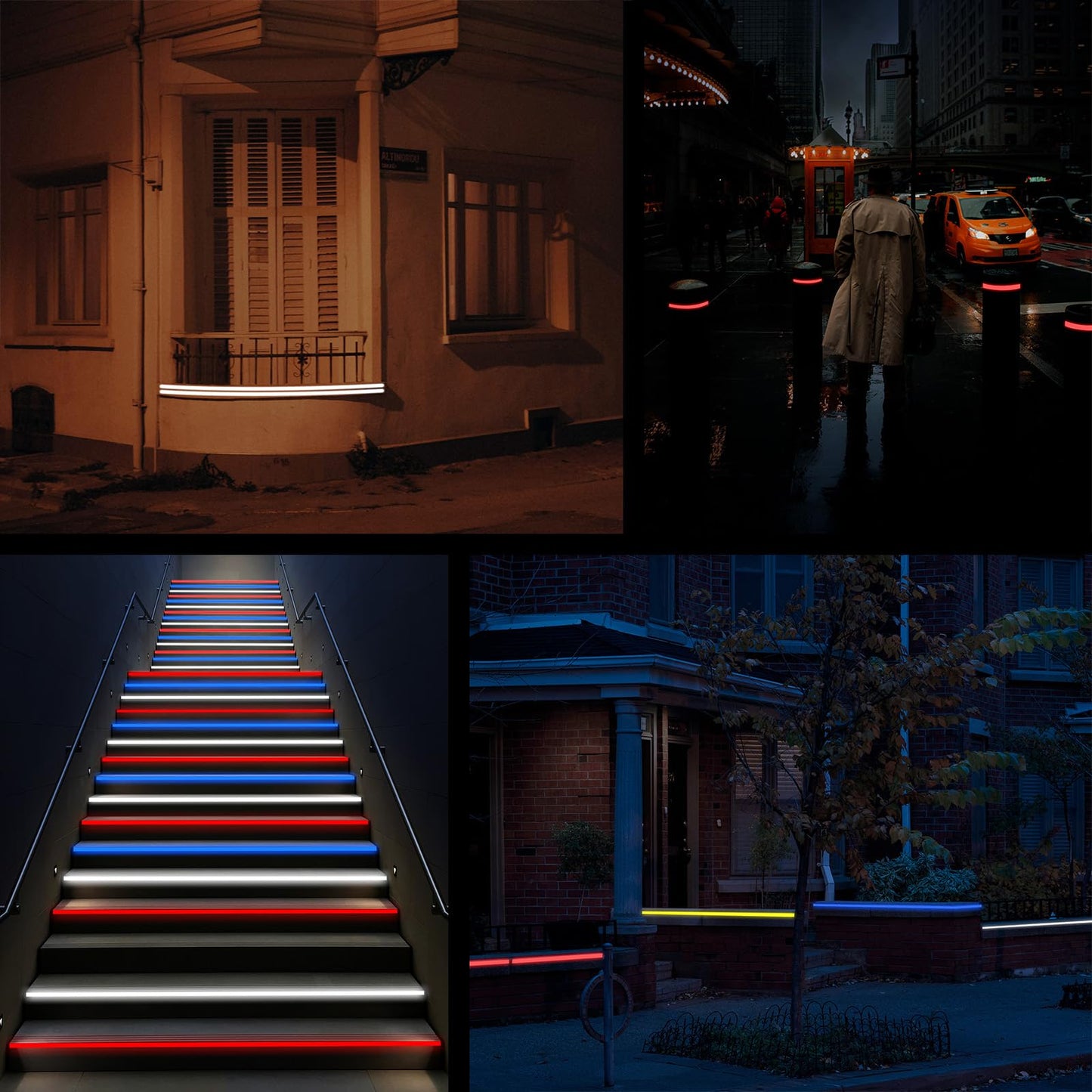 4 Rolls Reflective Tape 1 inch x 30 ft,Reflective Warning Tape Nighttime Safety Stickers Trailer for Clothing,Bikes,Stairs Outdoor Waterproof