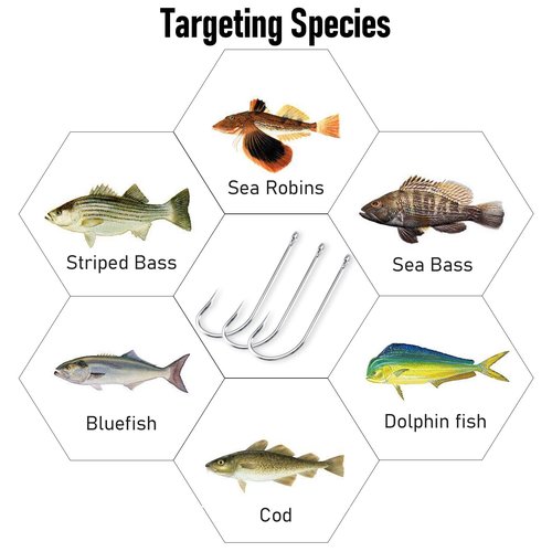 Dr.Fish Fishing O'shaughnessy Straight Shank Saltwater J Hook White Nickel Striper Bass Flounder Snapper Live Bait Hook #2