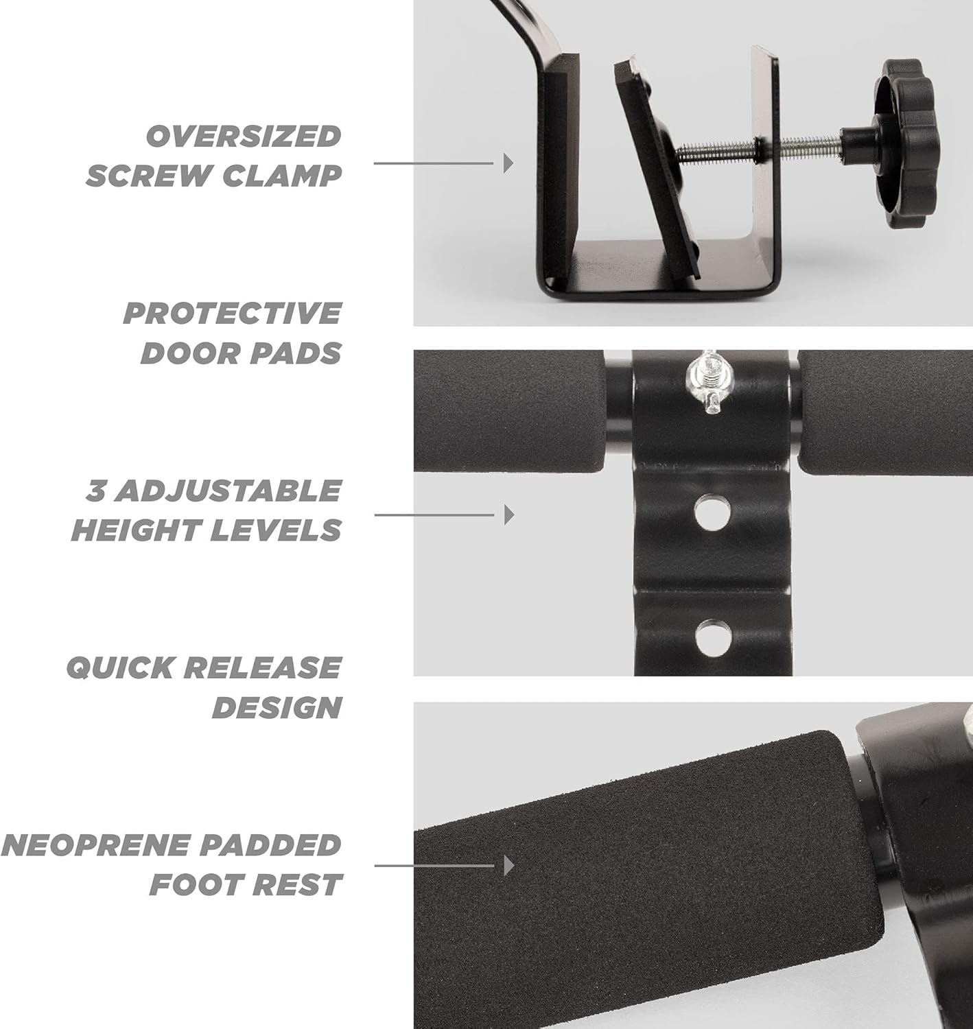 Adjustable Sit-Up Bar for Doorway - Phoenix Fitness RY848 Unisex Crunch Bar with Padded Ankle Support for Abdominal Workouts, Black