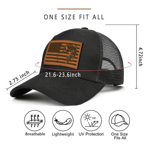 Ozrhuve Fishing Hat Fishing Gifts for Men Father's Day Christmas Birthday Gifts for Dad Husband Grandpa Fish Flag Design Snapback Trucker Hat Baseball Cap
