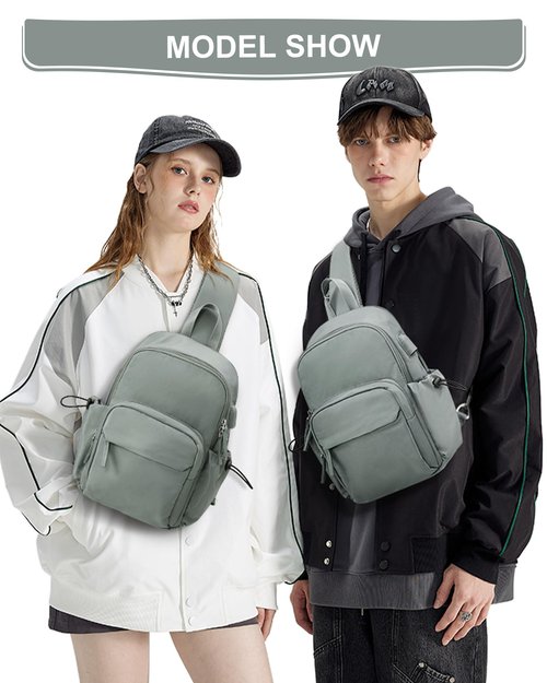 Sling Crossbody Bag for Men Women, Tactical Backpack Shoulder Daypack Mini Anti-Theft Motorcycle Chest Bags, Small One Strap Backpack for Casual Travel Hiking Outdoor Sports Green