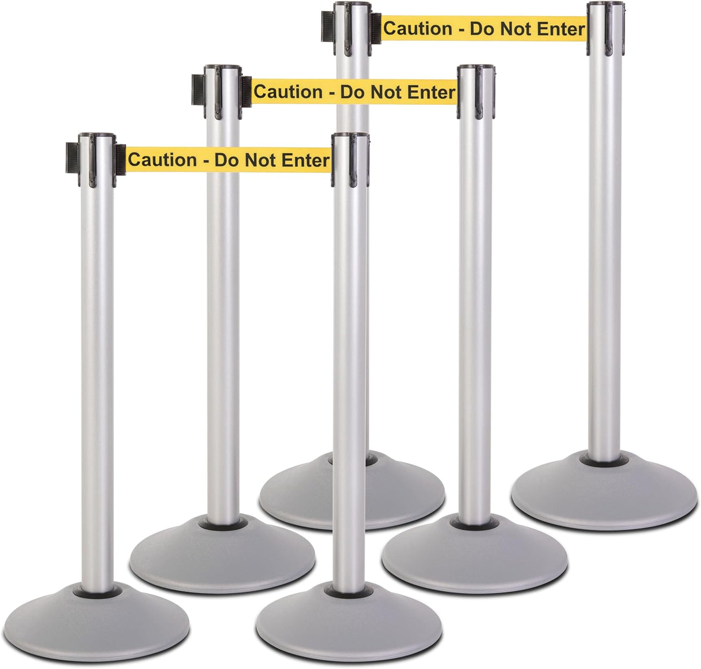 Premium Silver Steel Stanchion with 7.5-Foot Retractable Belt for Crowd Control