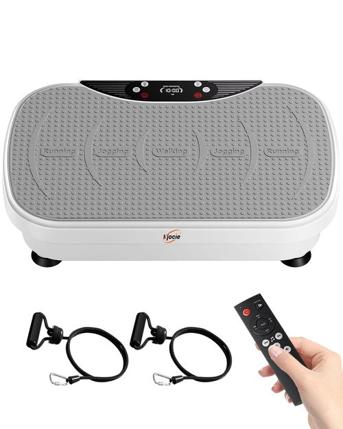Vibration Plate Exercise Machine for Lymphatic Drainage & Weight Loss, 330 Lbs Capacity Whole Body Shake Machine with Resistance Band & LCD Display, Bluetooth, Home Workout Equipment for Women Men