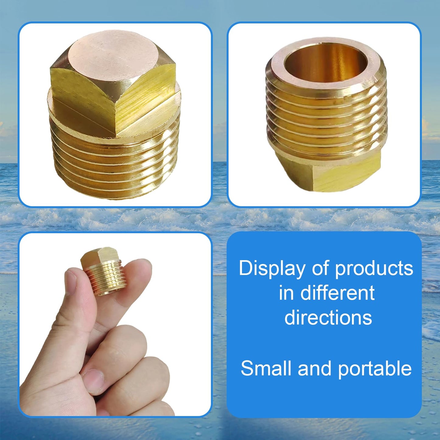 soujkooy 3 Pcs Boat Drain Plug with Boat Drain Plug Wrench, Brass Drain Plugs Flare Tube Fitting Spare Garboard Drain Plug Kit for Most Boats Hulls Parts