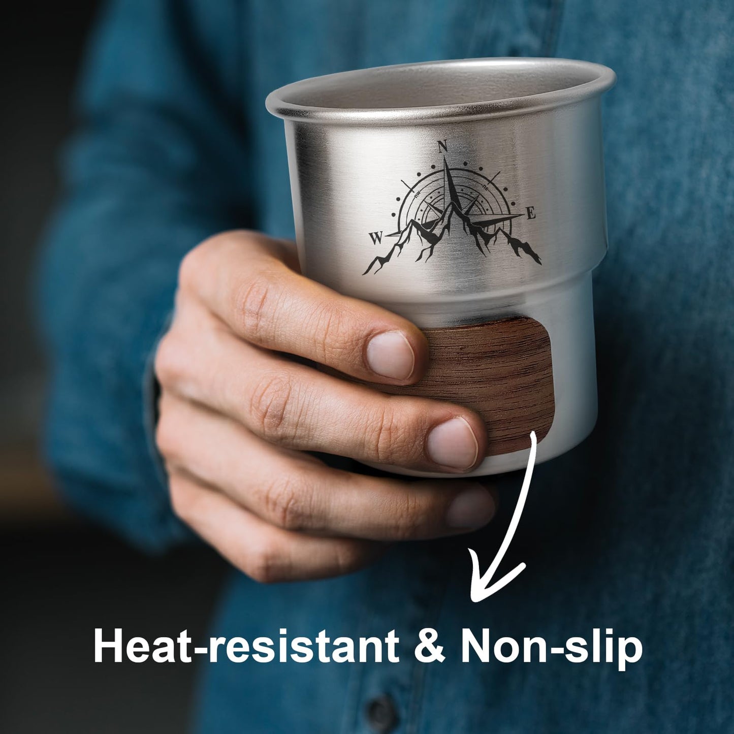 Jutasty Funny Stainless Steel Camping Coffee Cup for Camping Lover, Outdoor Camping Mug for Coffee Cold Beverages, Portable Camping Hiking Backpacking Travel Cup 9.5oz(280ml), Arctic Snow Mountain