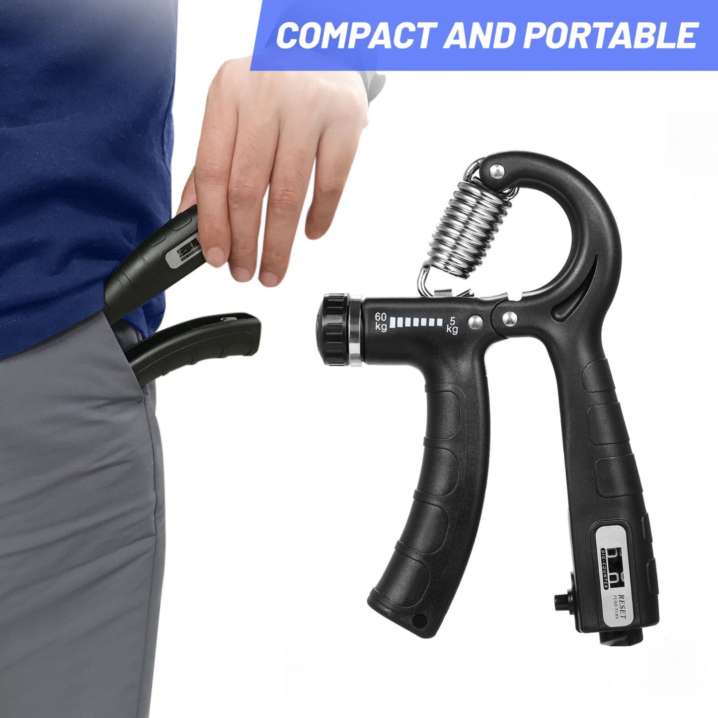 FRASSER [Upgraded Version] Hand Grip Strengthener with Counter, Adjustable Resistance 10Lbs-132Lbs, Non-Slip Gripper for Wrist Strength, Forearm Exercise, Muscle Building and Injury Recoveries