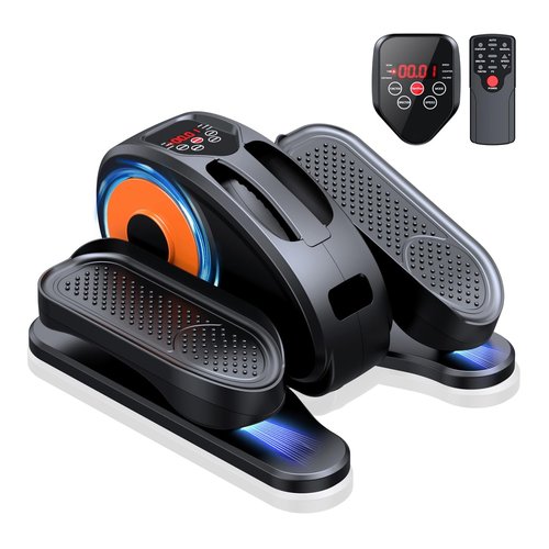 GUGTTR Under Desk Elliptical Machine, Quiet & Portable Seated Pedal Exerciser with 12 Adjustable Speeds & Remote Control, Low-Impact Electric Ellipse Leg Exerciser for Cardio & Strength