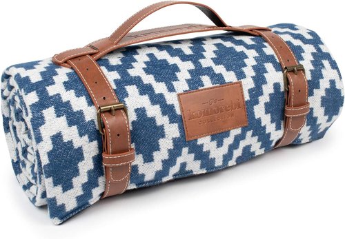 Komorebi Extra Large Picnic Blanket - 78” x 59” – Waterproof Outdoor Blanket, Foldable & Portable Sandproof Beach Blanket – Grey Travel Mat with Faux Wool & Carry Handle