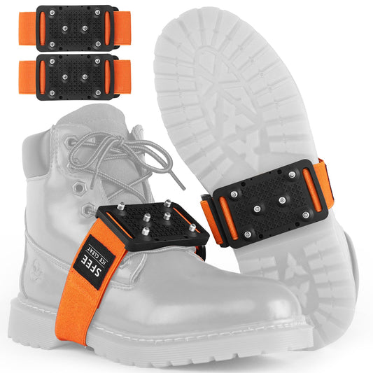 Sfee Ice Cleats Crampons, Easily Rotate Ice Grippers Ice Cleats for Shoes and Boots with Tungsten Studs Shoe Spikes Traction Cleats for Snow and Ice with Adjustable Straps for Frequent Indoor/Outdoor