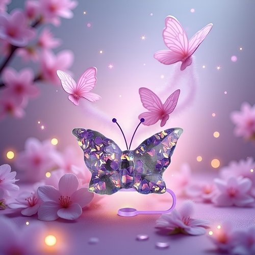 Purple Butterfly Straw Cover Cap for Stanley Cup,Bling Bow Straw Covers Cap Toppers for Tumbler Cups,Dust-Proof Reusable Silicone Tips Lids Protectors for 10mm Cups Accessories