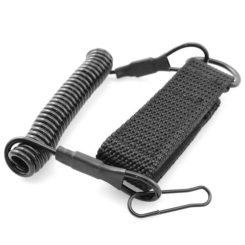TAODAN Tactical Anti-Lost Elastic Lanyard Black Spiral Cable Coil Style Secure Spring Lanyard, Safety Strap Rope for Key Ring Chain Flashlight Hunting Accessories, Military Spring Rope