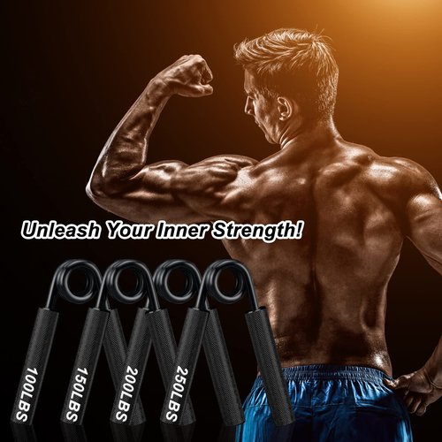 COVVY Metal Hand Grip Strengthener Set(100, 150, 200, 250lbs), Grip Strength Trainer, Crushing Grip Trainer, Pinch Grip Trainer, Forearm Exerciser, Gripper Fitness Equipment for Home Gym