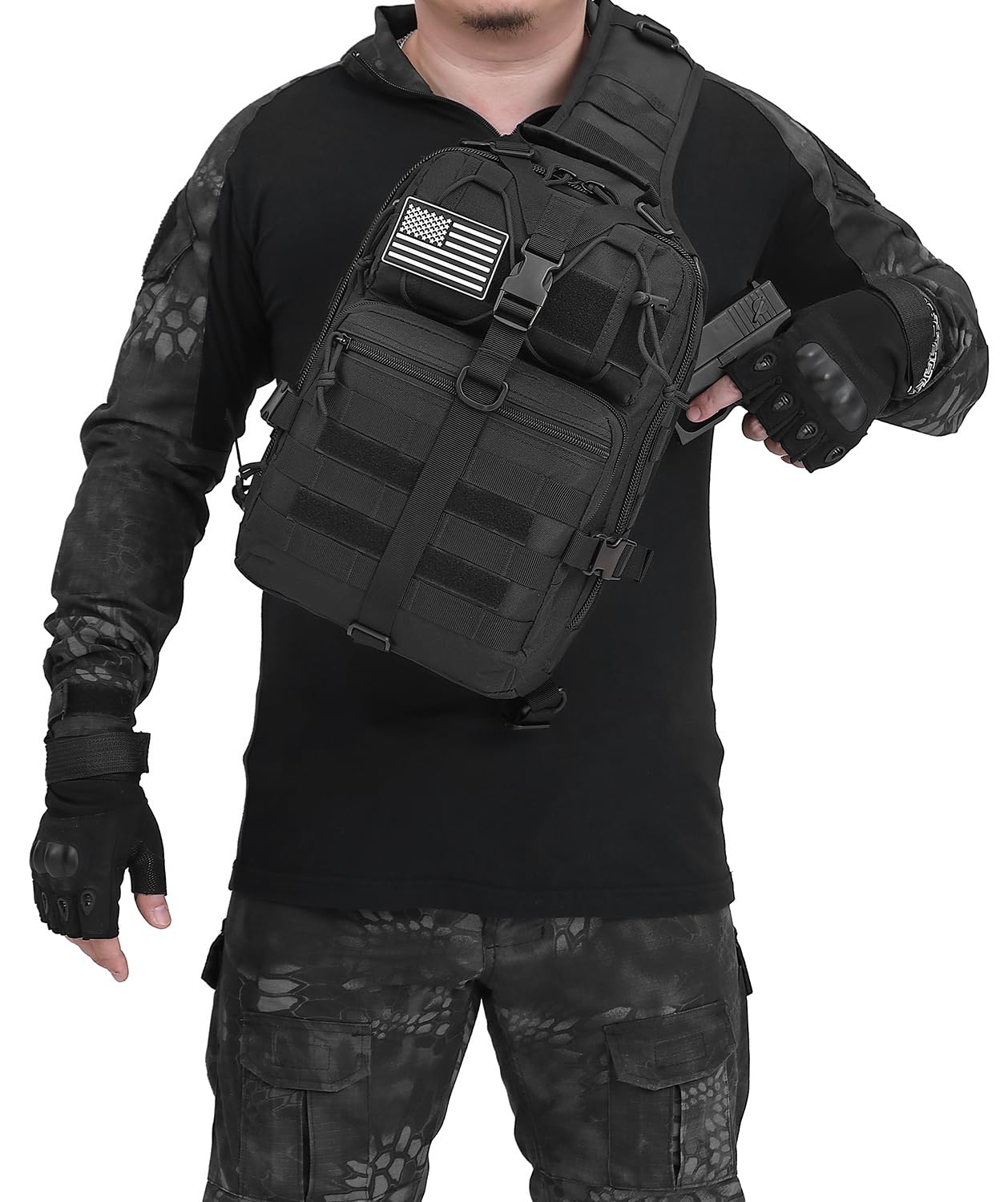 ATBP Tactical Crossbody Sling Backpack Militray Shoulder Holster Bag For Men Chest Pack Hiking Daypack 15L