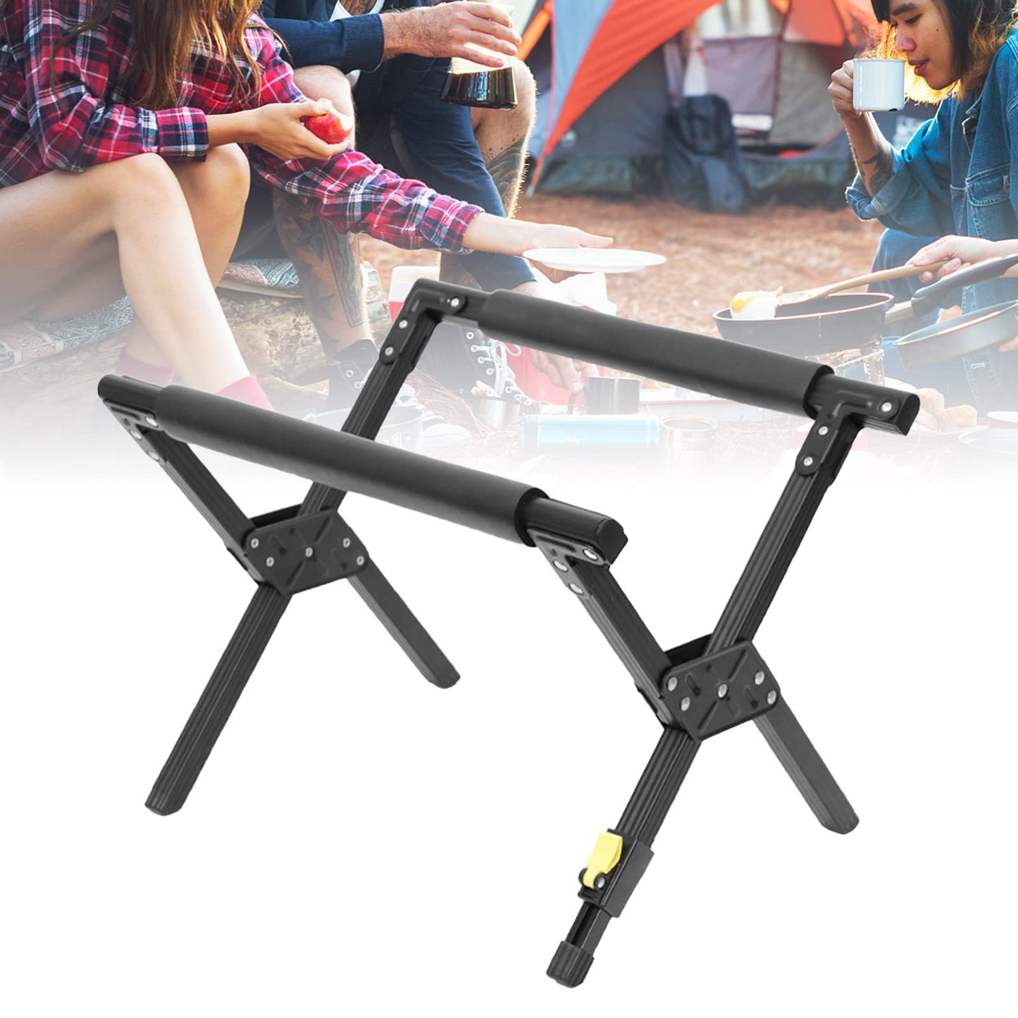 Folding Cooler Stand, Aluminum Alloy Adjustable Folding Cooler Stand Frame Portable Cooler Rack Luggage Rack For Guest Room Foldable Fridge Ice Box Holder for Camping BBQ Cooking