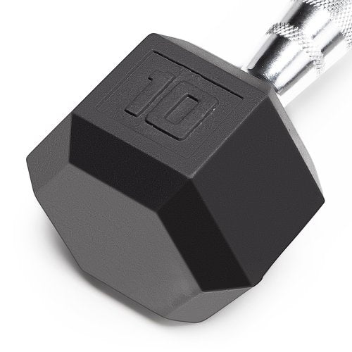 Marcy Classic Rubber Hex Dumbbell with Knurled Grip for Strength Training and Bodybuilding 10-lbs Single Dumbbell IBRH-010