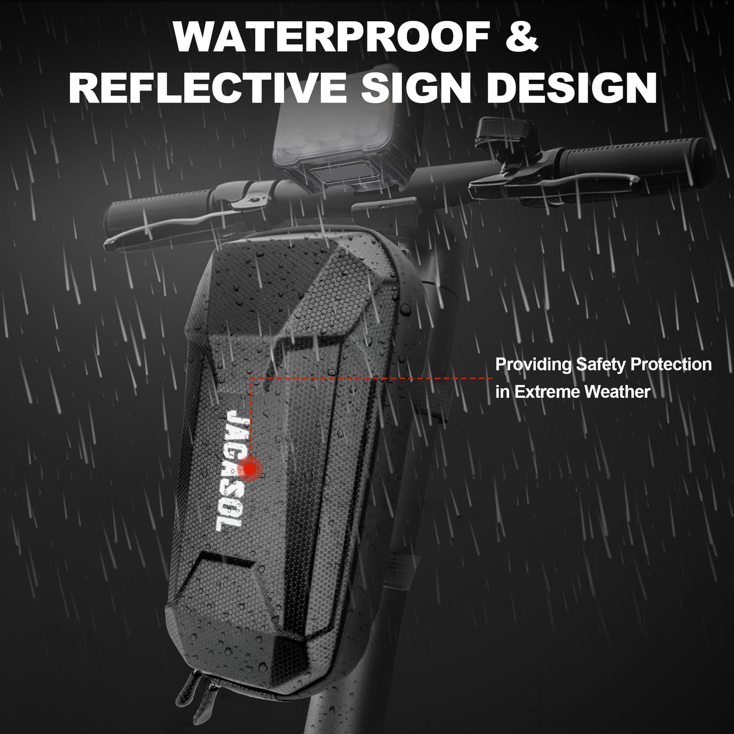 JAGASOL Electric Scooter Bag, Waterproof Scooter Storage Bag, Universal E Scooter Accessories, Scooter Handlebar Bag with Reflective Strip, Hard shell, Large Capacity, Portable