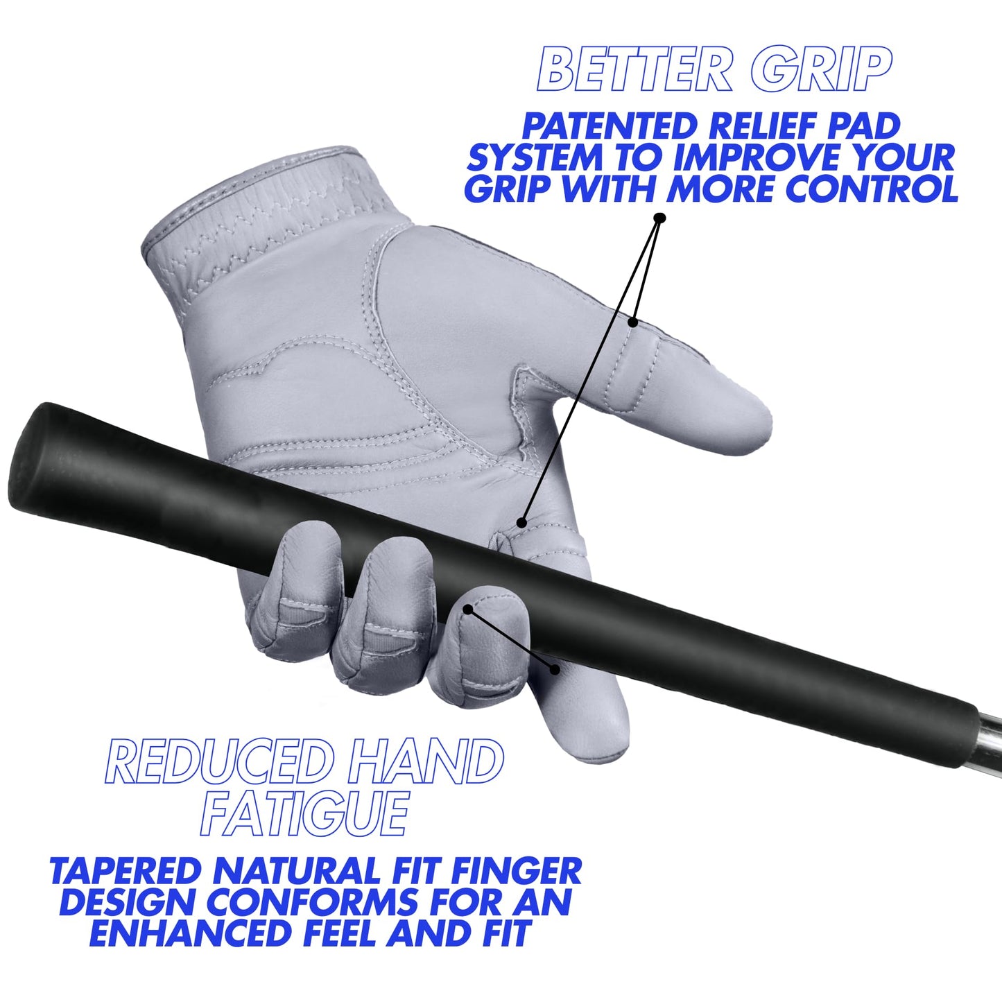 Men's StableGrip with NaturalFit 2.0 Golf Glove with Dual Expansion Thumb for Best Fit - Premium Cabretta Leather… (Gray, XX-Large, Right)